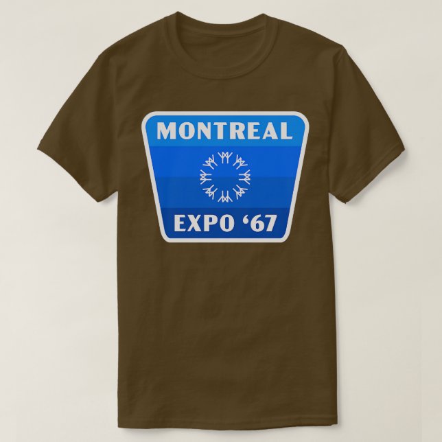 Expo 67 Montreal Worlds Fair Retro Badge Blue T-Shirt (Design Front)