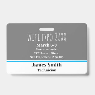 Expo ID Horizontal Gray, White & Blue Badge