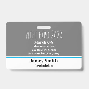 Expo ID Horizontal Gray, White & Blue Badge