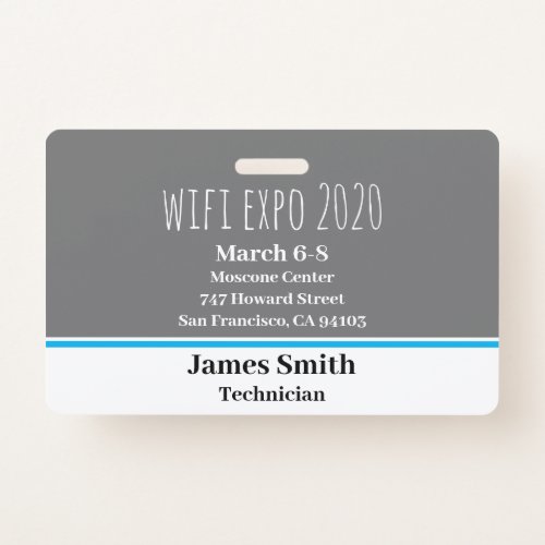 Expo ID Horizontal Gray White  Blue Badge