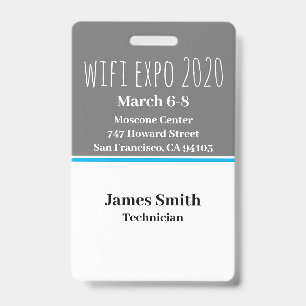 Expo ID Vertical Gray, White & Blue Badge