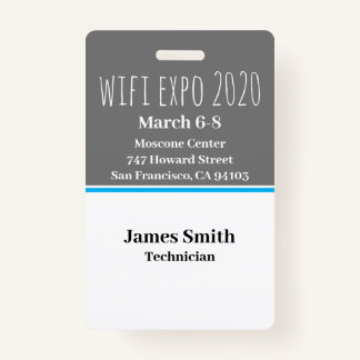 Expo ID Vertical Gray, White & Blue Badge