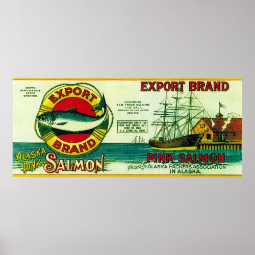 Export Salmon Can Label Poster