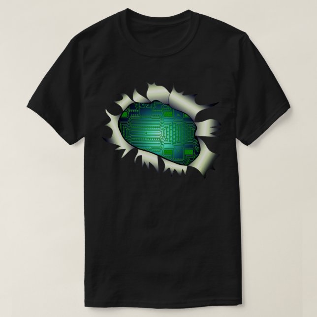 Exposed Circuit Board Chest Engineer T-Shirt (Design Front)