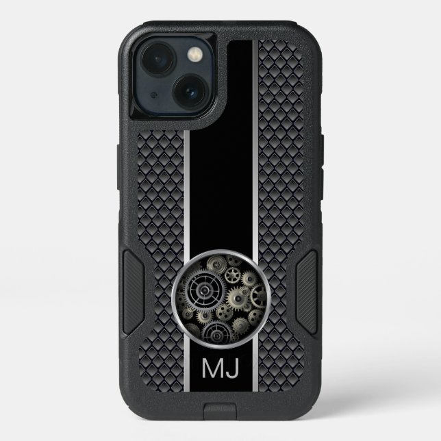 Exposed Gears Industrial Mesh with Monogram Otterbox iPhone Case (Back)