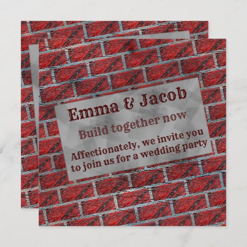 Exposed red brick wall effect invitation