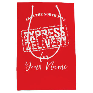 Express delivery from North Pole custom Christmas Medium Gift Bag
