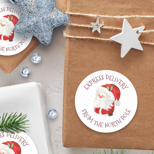 Express Delivery from the North Pole Santa Claus Classic Round Sticker