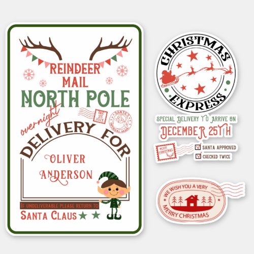 Express delivery North Pole Santa Mail gifts water Sticker