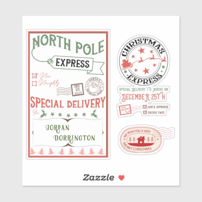 Express delivery North Pole Santa Mail gifts water Sticker (Sheet)