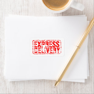 Express Delivery red rubber stamp address labels