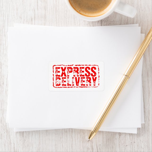 Express Delivery red rubber stamp address labels (Insitu)