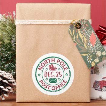 Express Delivery Santa Mail  Classic Round Sticker by DoodlesHolidayGifts at Zazzle
