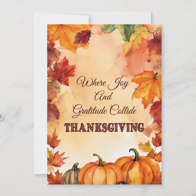 Express Gratitude: "THANKSGIVING GREETING CARD" Holiday Card (Front)