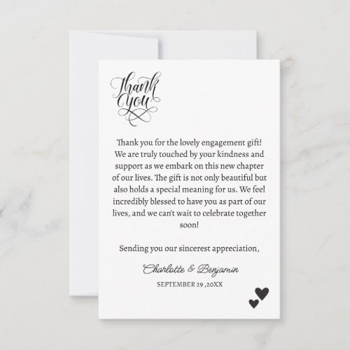 Express Gratitude with Minimalist Engagement Gift Thank You Card