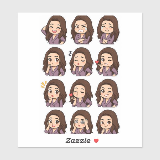 Express It All: Cute Chibi Girl Pack Sticker (Sheet)