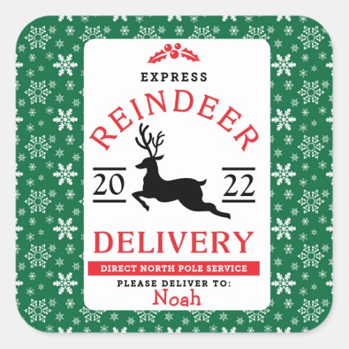 Express Reindeer Delivery Personalized Gift Square Sticker