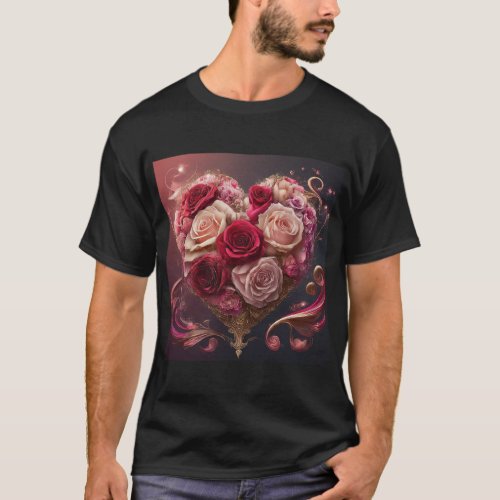 Express Your Love Red and Pink Roses in a Heartfe T_Shirt