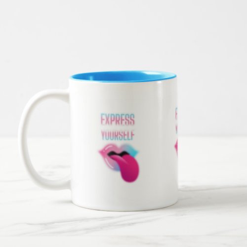 Express yourself mouth  tongue design Coffee Mug Two_Tone Coffee Mug