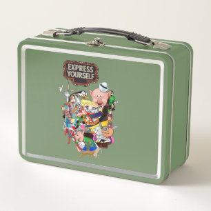Express Yourself Retro Cartoon Collage Metal Lunch Box