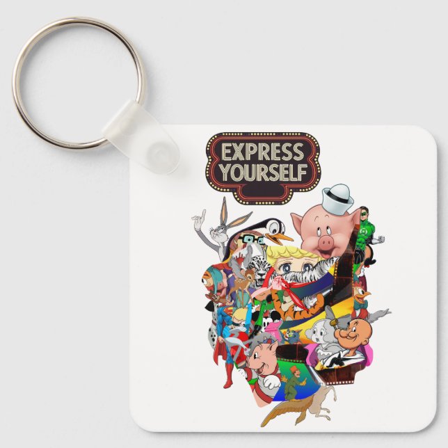 Express Yourself Vintage Pop Art Keychain (Front)