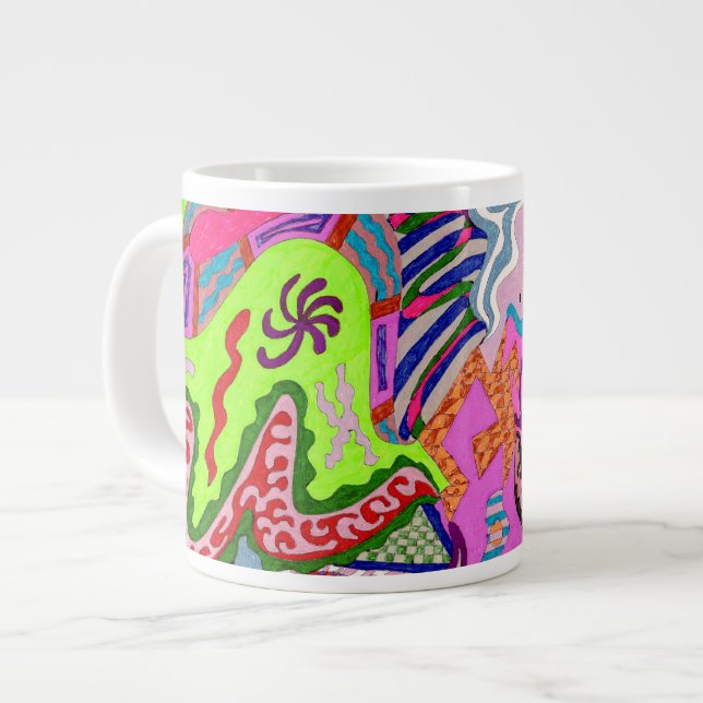 "Expression Fantastic" Abstract Art Giant Coffee Mug (Front Left)