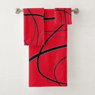 Expression in Red and Black Bath Towel Set