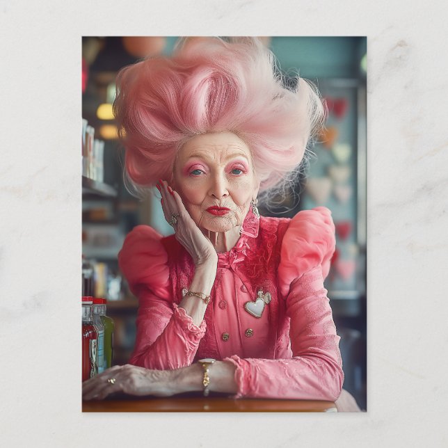 Expression of Love Kiss of Timeless Grace in Pink Postcard (Front)