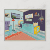 Expressionist art blue bedroom postcard (Front)