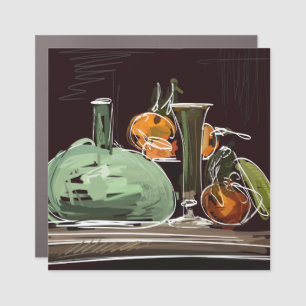 Expressionist Fruit Wine Green Vase Car Magnet