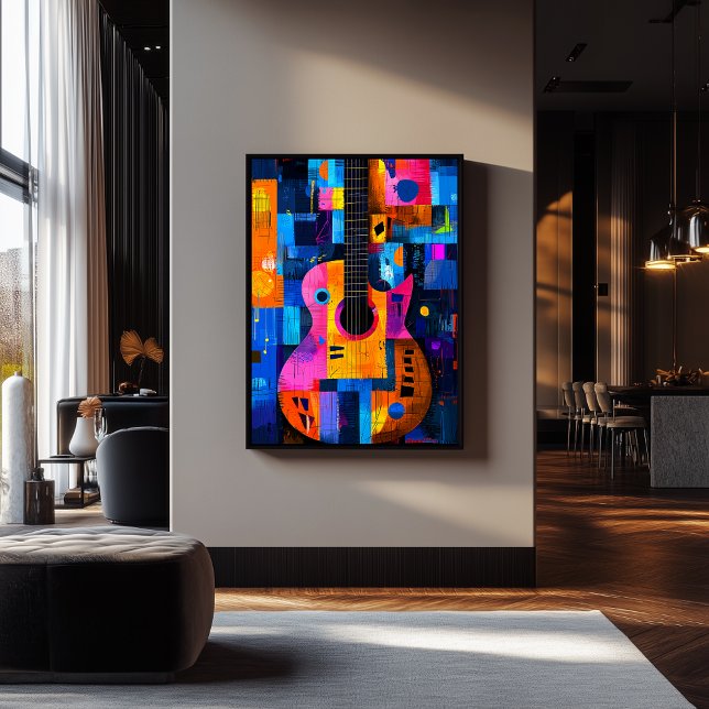 Expressionist Geometry Guitar – Vibrant Music Art  Poster (Creator Uploaded)