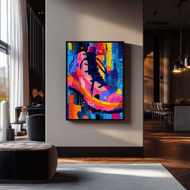 Expressionist Geometry Sneaker, Vibrant Street Art Poster (Creator Uploaded)