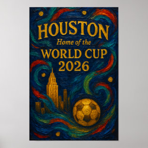 Expressionist Houston World Cup Deep Night Art Poster