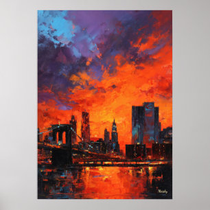 Expressionist New York Skyline Vibrant Urban City Poster