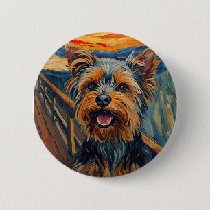 Expressionist Painting Yorkshire Terrier / Yorkie Button