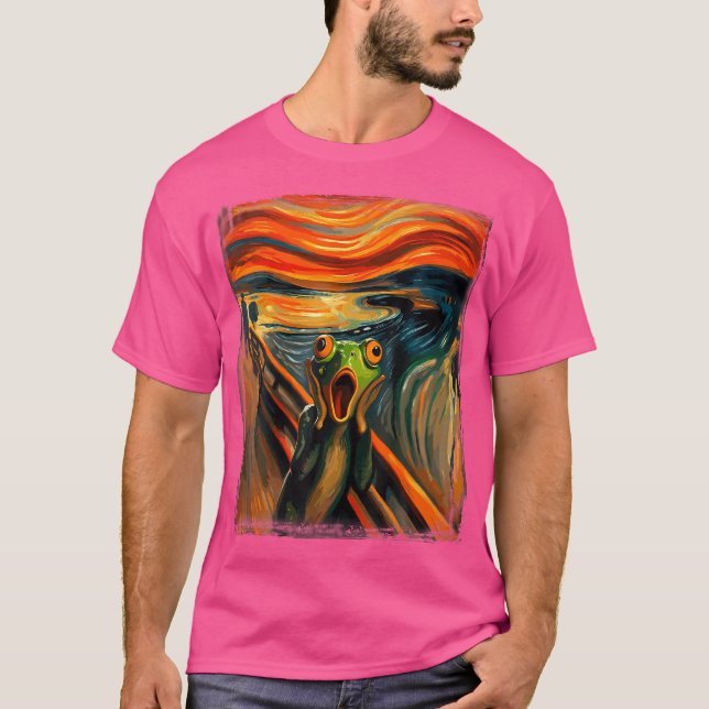 Expressionist Scream For Frog Lovers Artistic Frog T-Shirt (Front)