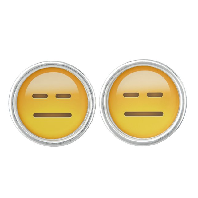 Expressionless Face Emoji Cufflinks (Front)