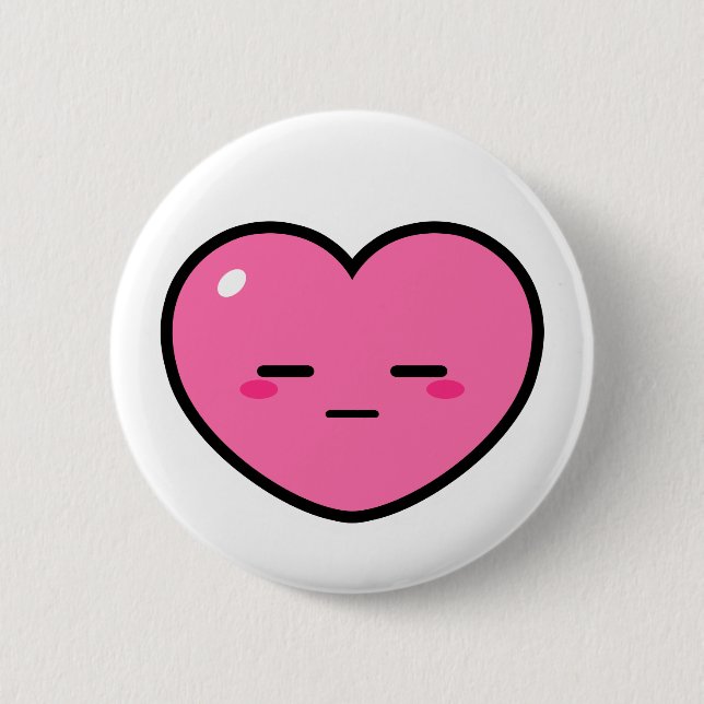 Expressionless Pink Heart Button (Front)