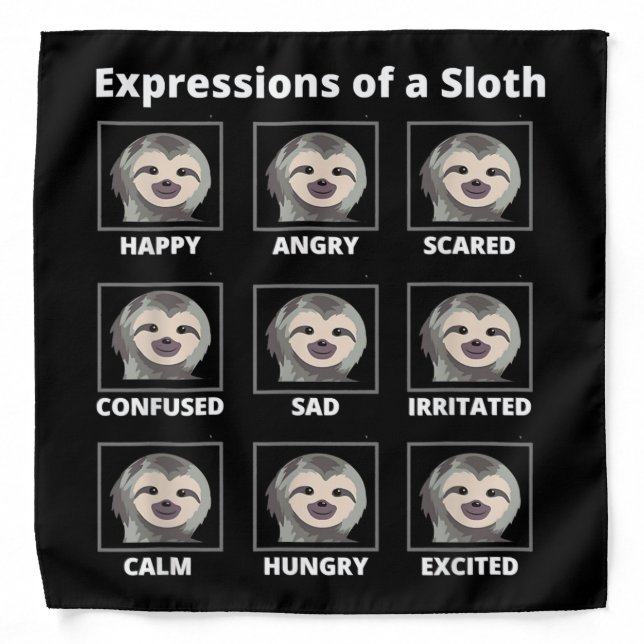 Expressions Moods Of A Slow And Lazy Sloth Bandana (Front)