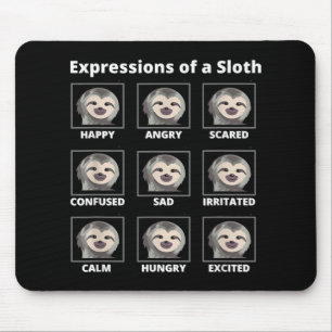 Expressions Moods Of A Slow And Lazy Sloth Mouse Pad