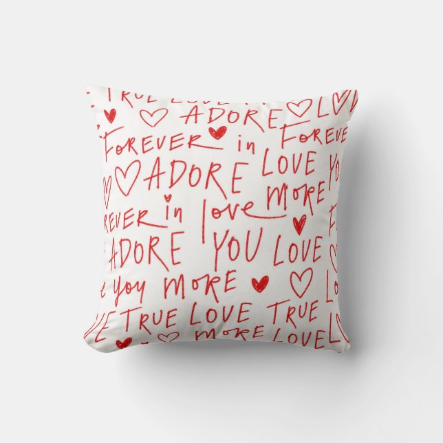 Expressions of Love in Red Throw Pillow (Front)