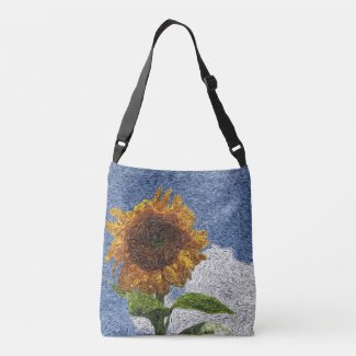 Expressions of Sunflowers Digital Art Crossbody Bag