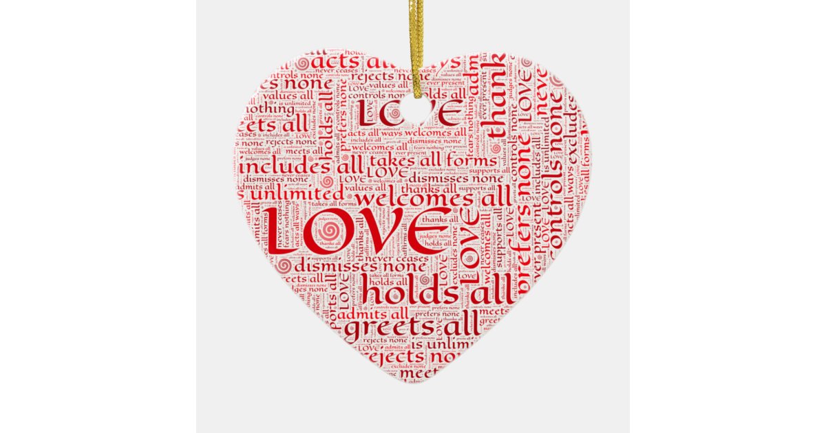 Expressions of unconditional love in word art ceramic ornament | Zazzle