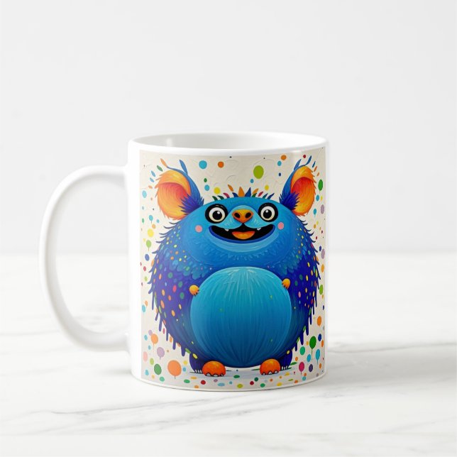 Expressive abstract animal art design colorful coffee mug (Left)