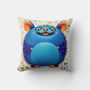 Expressive abstract animal art design colorful throw pillow
