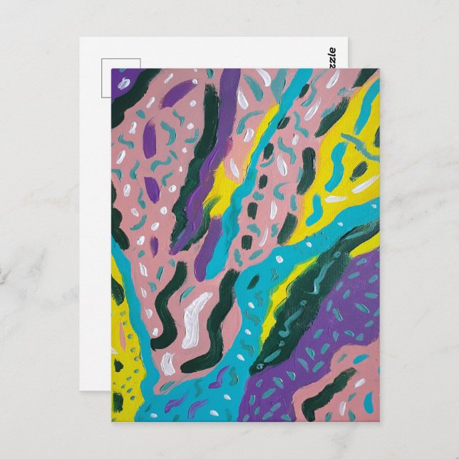 Expressive Abstract Paint in Multi-colors Postcard (Front/Back)
