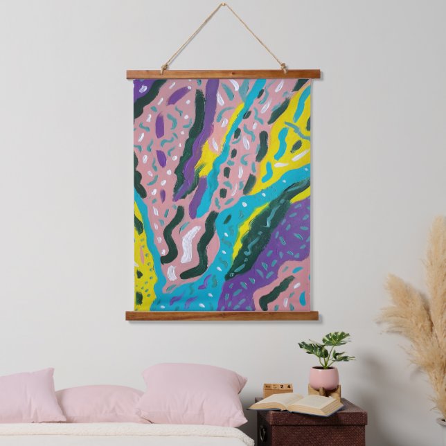 Expressive Abstract Painting in Multi-colors Hanging Tapestry (Bedroom)