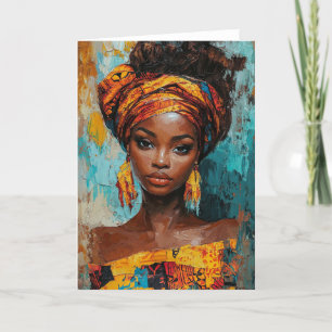 Expressive African-Inspired Portrait Thank You Card