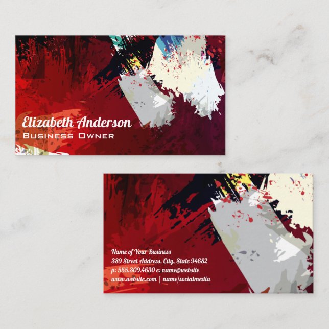 Expressive Artistic Paint Strokes Business Card (Front/Back)