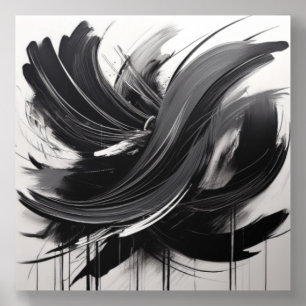 Expressive Black and White Abstract Art Acrylic Photo Tile